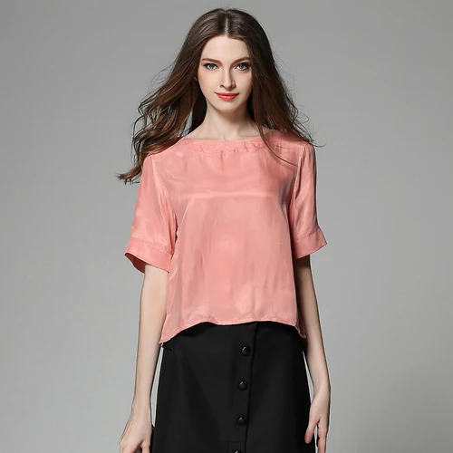 pink Женские свободные короткие CUPRO дышащие крутые топы летние новые простые модные большие код показать обтягивающие T - Цвет: pink