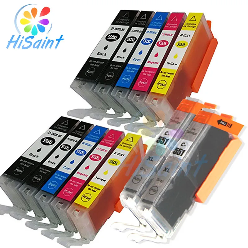 Чернильный картридж Hisaint 12PK для CANON PGI 550XL PGI550XL CLI551XL новинка распродажа PIXMA