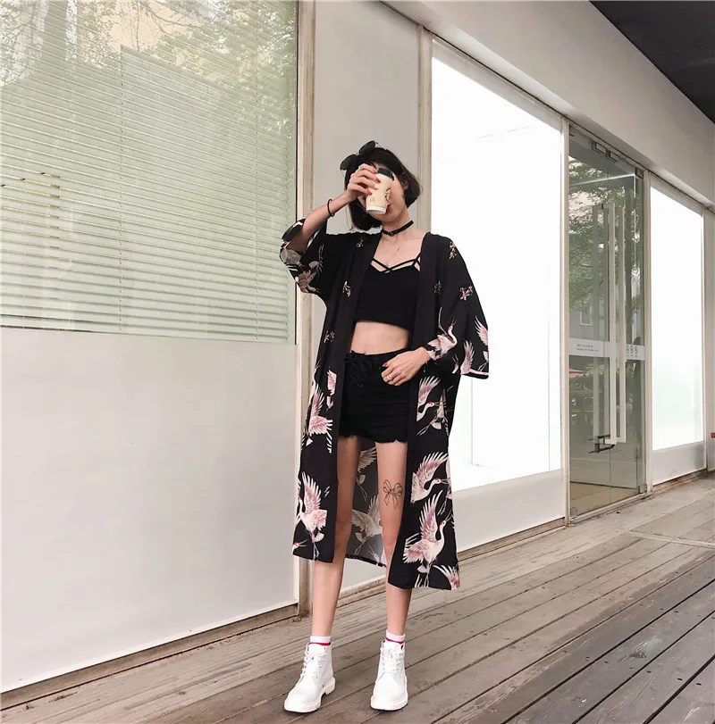 Японское кимоно Yukata кардиган пляжное платье Купальник для женщин с длинным рукавом Haori кимоно пляжное платье Пляжная одежда Парео Плайя