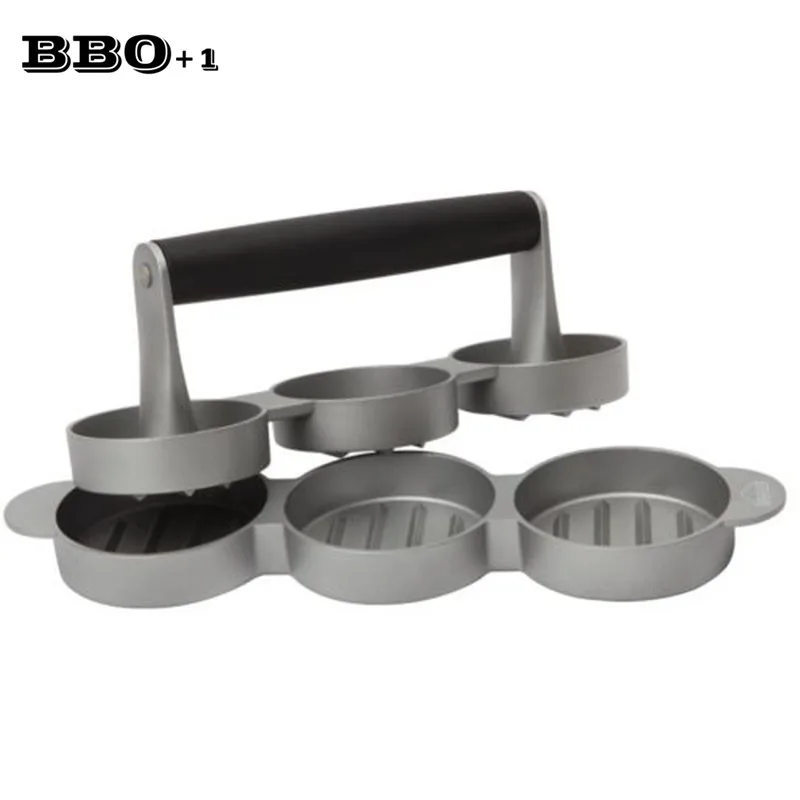 Антипригарный пресс для мини бургеров с 3 слотами тройной алюминиевый круглый