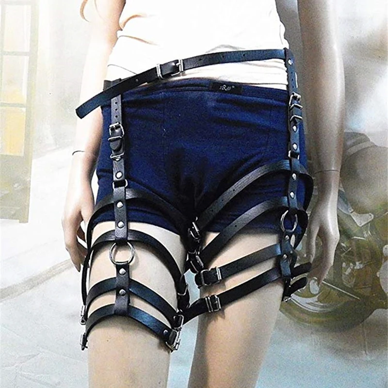 Punk Style Sexy Women Costume Accessories Leather PU Waist Thigh High Suspenders Garter Straps Lady Nightclub Leg Harness Belts |