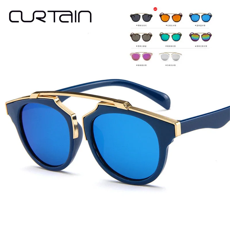 Curtain Okulary 2019 New Fashion Cat Eye Sunglasses For Kids Girls Boys Cute Metal Frame Sun Glasses Children UV400 Gafas De Sol |