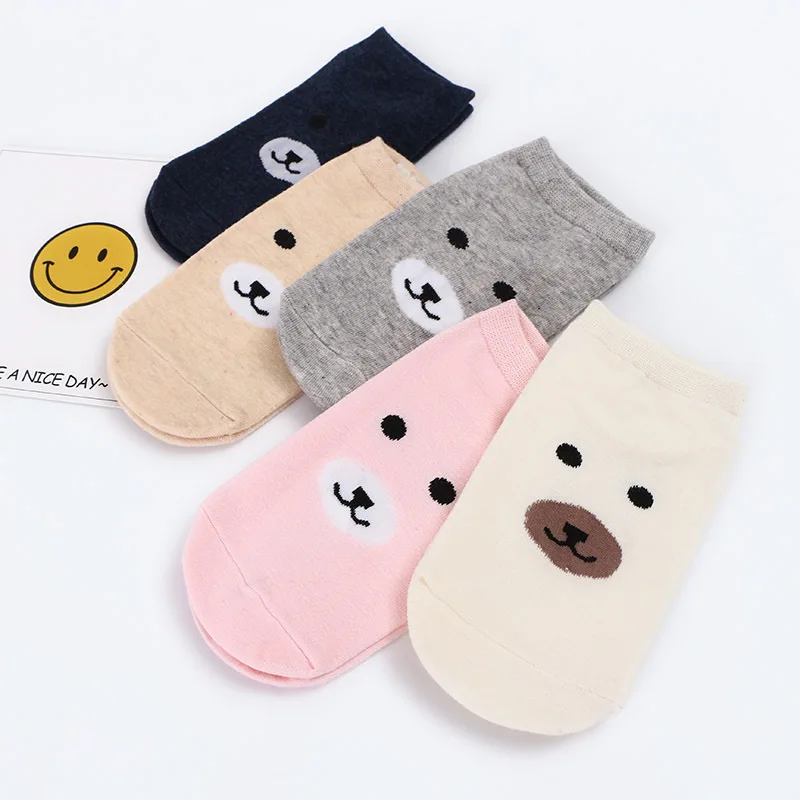 Невидимые короткие женские носки Little bear Летние удобные хлопковые лодочки для