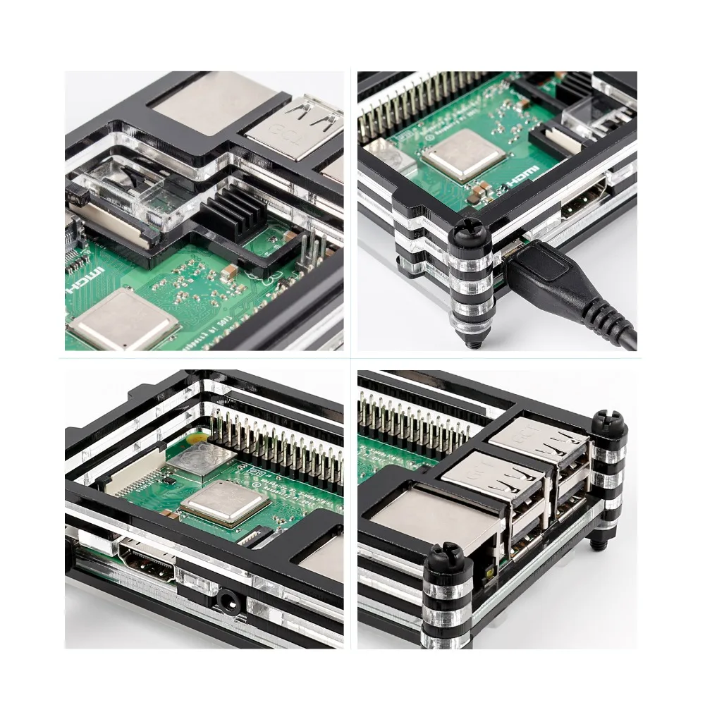Sunfower Raspberry Pi 3B+, 3,2, 1B+ металлический чехол для корпуса с теплоотводной силиконовой накладкой Raspberri pi 3 B+ чехол