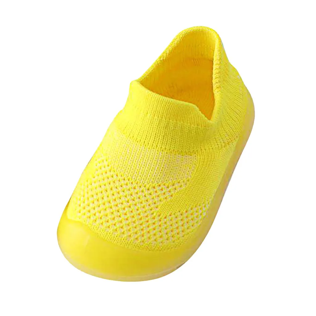 Yellow Милые однотонные дышащие вязаные дышащие туфли для маленьких девочек и мальчиков; Sapato Infantil; детская обувь - Цвет: Yellow