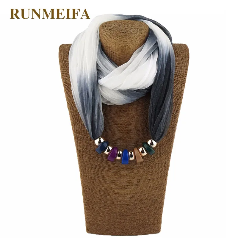 RUNMEIFA шарф с подвесками градиентный цвет полиэстер новый стиль шелк