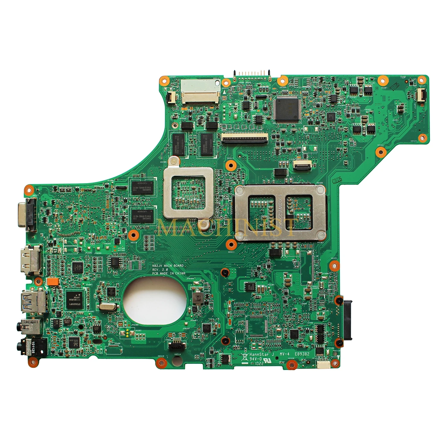 N82JV материнская плата для ASUS N82J N82JA ноутбука REV2.0 HM55 PGA989 DDR3 GT335M|Материнские платы
