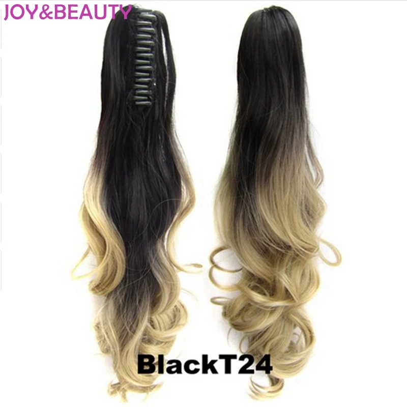 JOY& BEAUTY волосы длинные волнистые Омбре 2" клип на наращивание волос Коготь Конский хвост Синтетический шиньон тепло устойчивый хвост