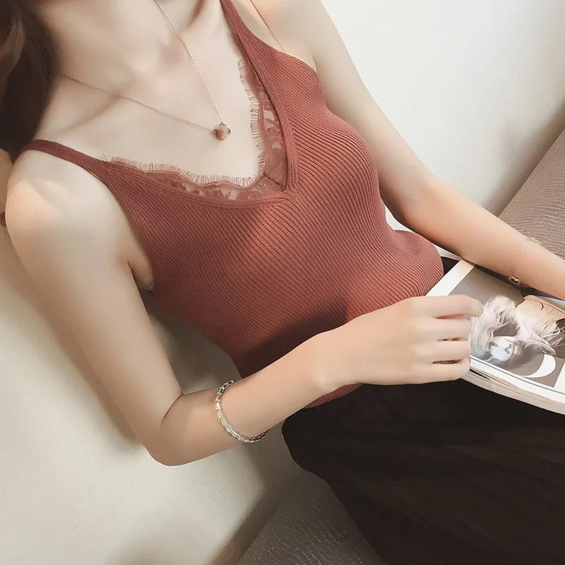 Женский трикотажный жилет с V-образным вырезом свободного размера | Женская