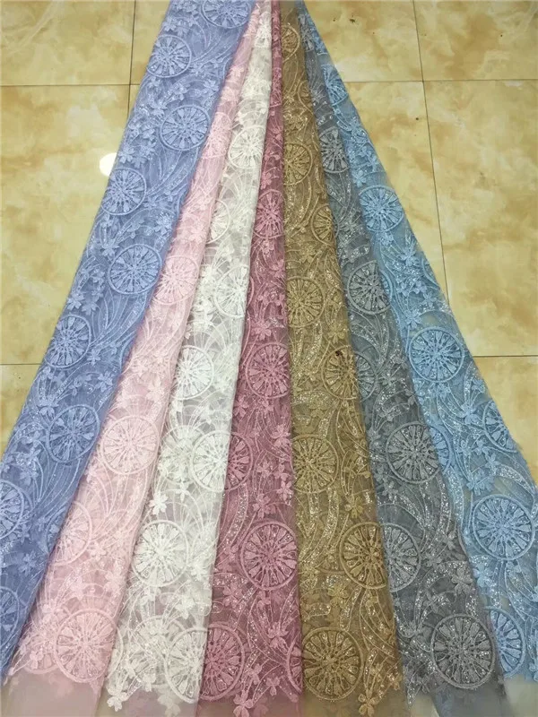 Небесно-голубое платье с блестками кружевная ткань высококачественное