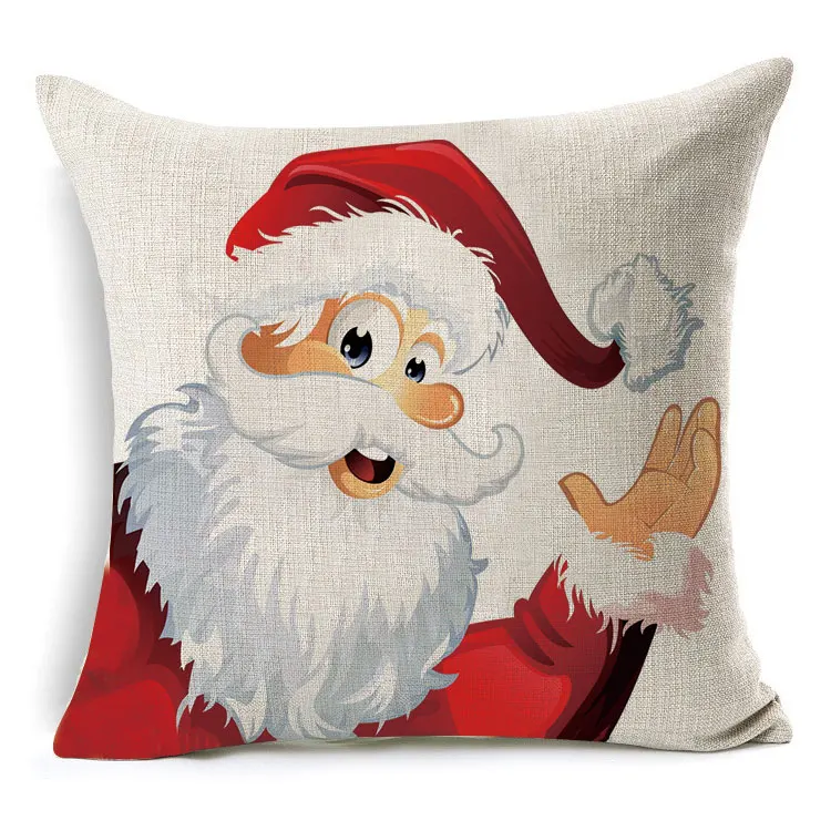 

1Pcs 43*43cm Christmas Santa Claus Pattern Cotton Linen Throw Pillow Cushion Cover Car Home Sofa Decorative Pillowcase 40469