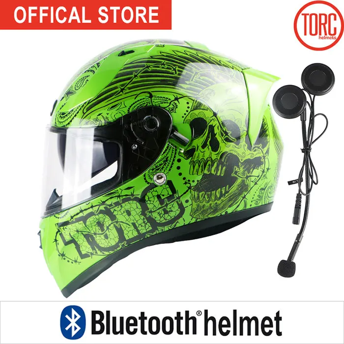 Подключение через Bluetooth телефона Поддержка вызова мотоцикл Casco руль Fatbar для Gearracing шлем анфас мотоциклетный шлем Двойные линзы T128 - Цвет: G skull Bluetooth