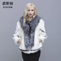 real natural womens rabbit fur coat fox fur collar large size rabbit skin women winter coats black womans casual autumn coat
