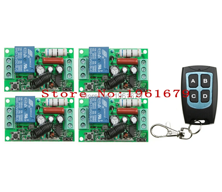 

AC 220 V 10 A 1 channel RF Wireless Remote Control 4 piece Receiver &1 piece Transmitter waterproof
