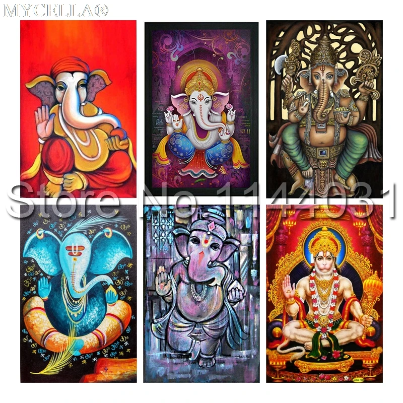

5D DIY Diamond Painting Lord Ganesha Full Diamond Painting Cross Stitch Colorful Elephant Needlework Home Decorative
