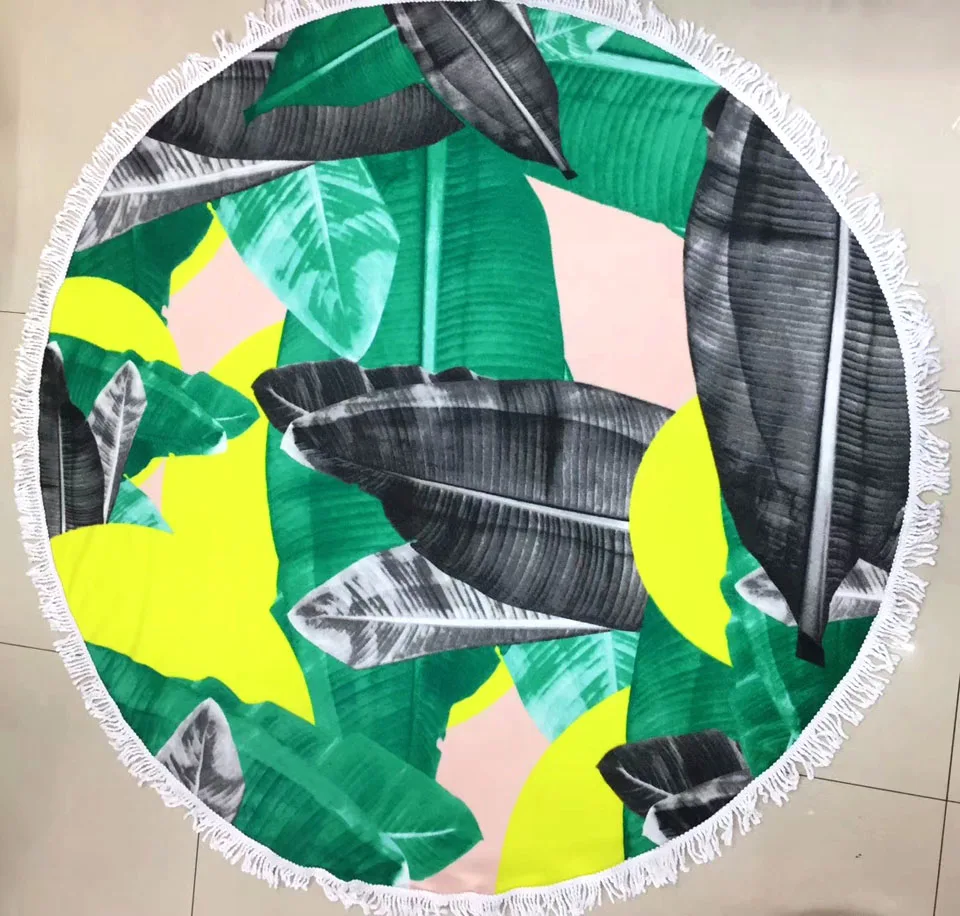 Пляжное полотенце с кисточками пляжное из микрофибры принтом|round beach towel|printed round