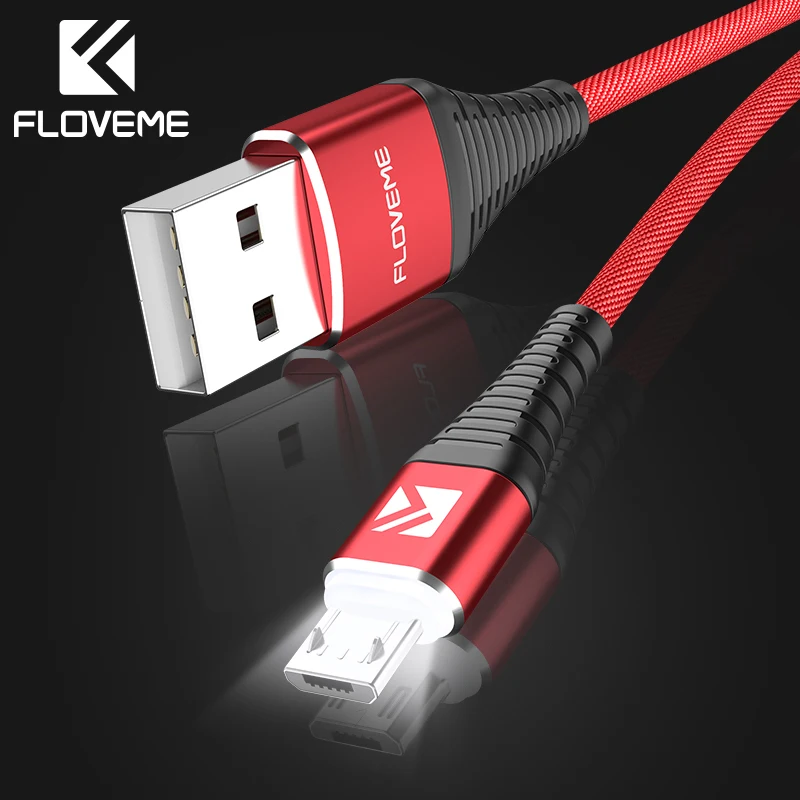 FLOVEME LED Micro USB Cable For Xiaomi Redmi Note 4X 2A Fast Charger Data Sync Samsung S7 S6 Edge Huawei Charging Cabo | Мобильные