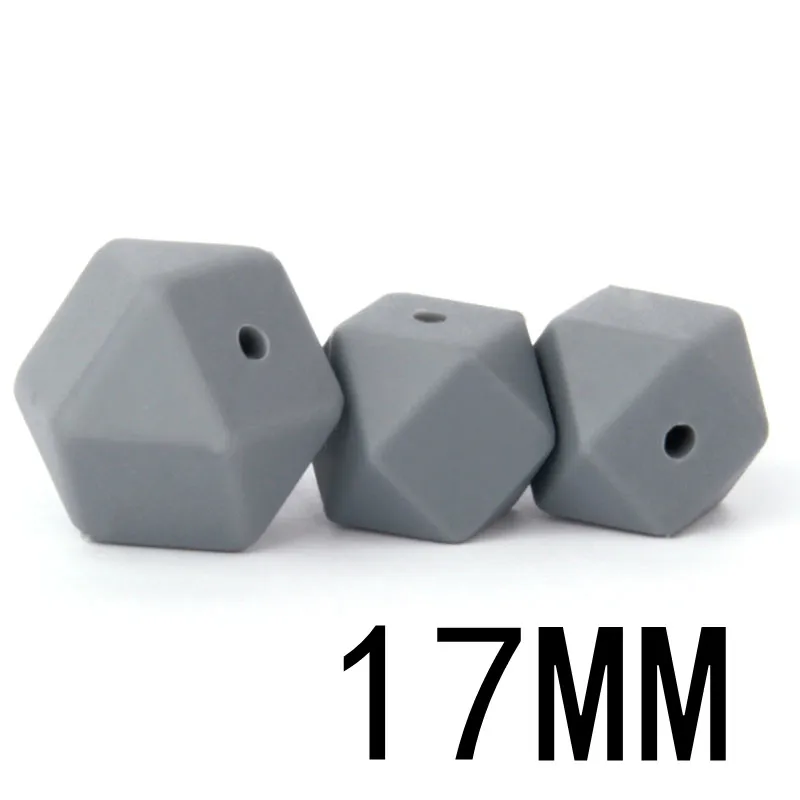 15gray 50 шт. Силиконовые Прорезыватели для зубов шестигранные 17 мм жевательное ожерелье для кормления Diy ювелирных изделий Прорезыватель без BPA бусин для малышей - Цвет: 15gray