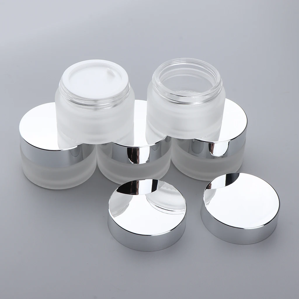 

5x Empty Glass Bottle Cosmetic Jars Box for Makeup Face Cream Essential Oil 20g