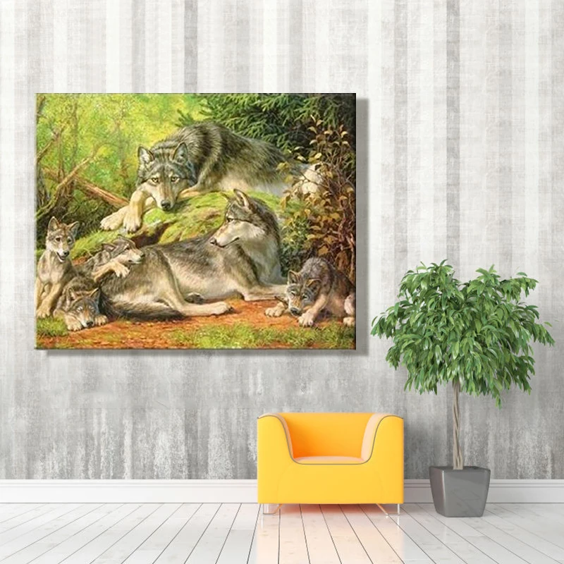 Рисуй по номеру Wall art живописи номерам с рисунком животных тигра волка ручной