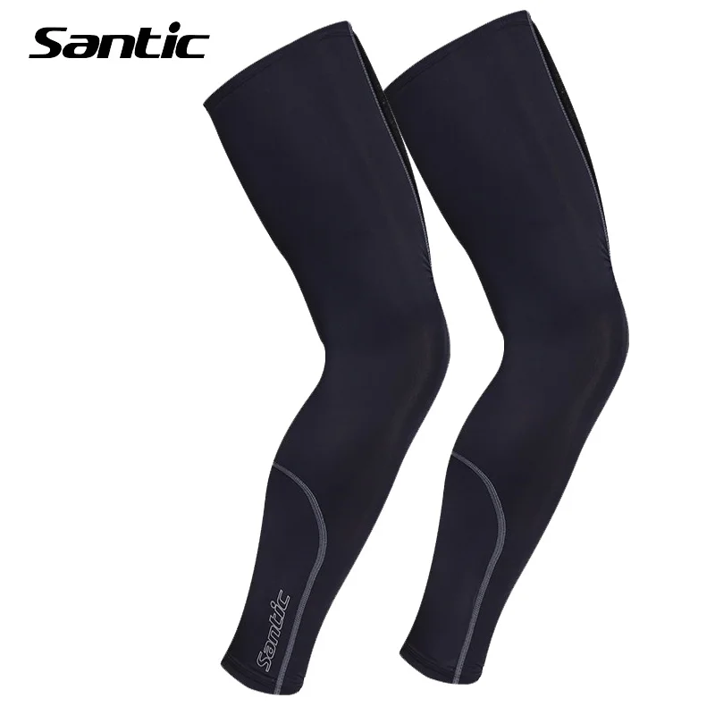 Black Santic Cycling Leg Warmers Men Women Anti-UV Sun Protective Breathable Leg Cover Mtb Bike Bicycle Sleeve Summer Ciclismo - Цвет: Black