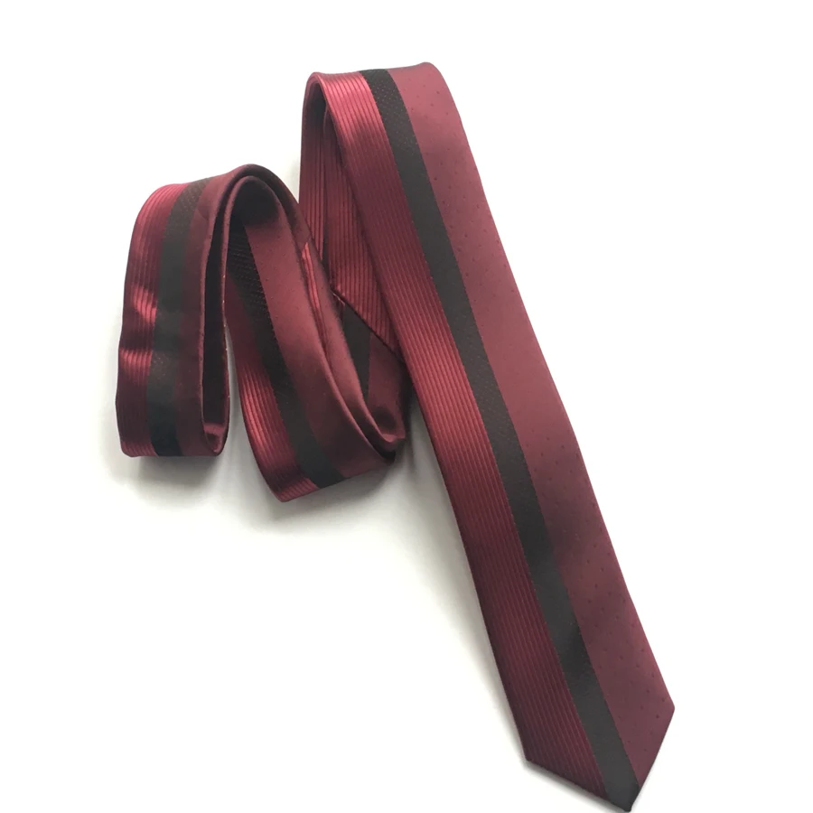 

New Designer Ties Unique Skinny Necktie Red with Black Stripes Spots Gravata for Wedding Grooms Free Shipping