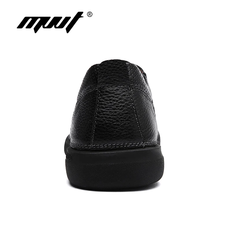 Мужские туфли из натуральной кожи черные повседневные на плоской резиновой