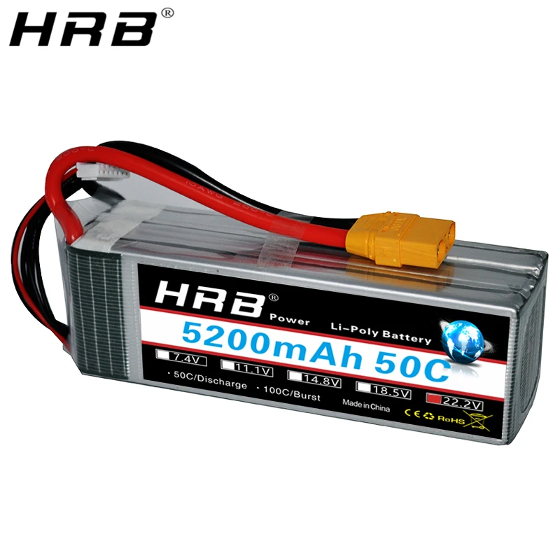 Батарея HRB Lipo 6S 22 2 в 5200 мАч XT90 T Deans XT60 EC5 TRX Plug 50C для радиоуправляемых FPV Heli самолетов