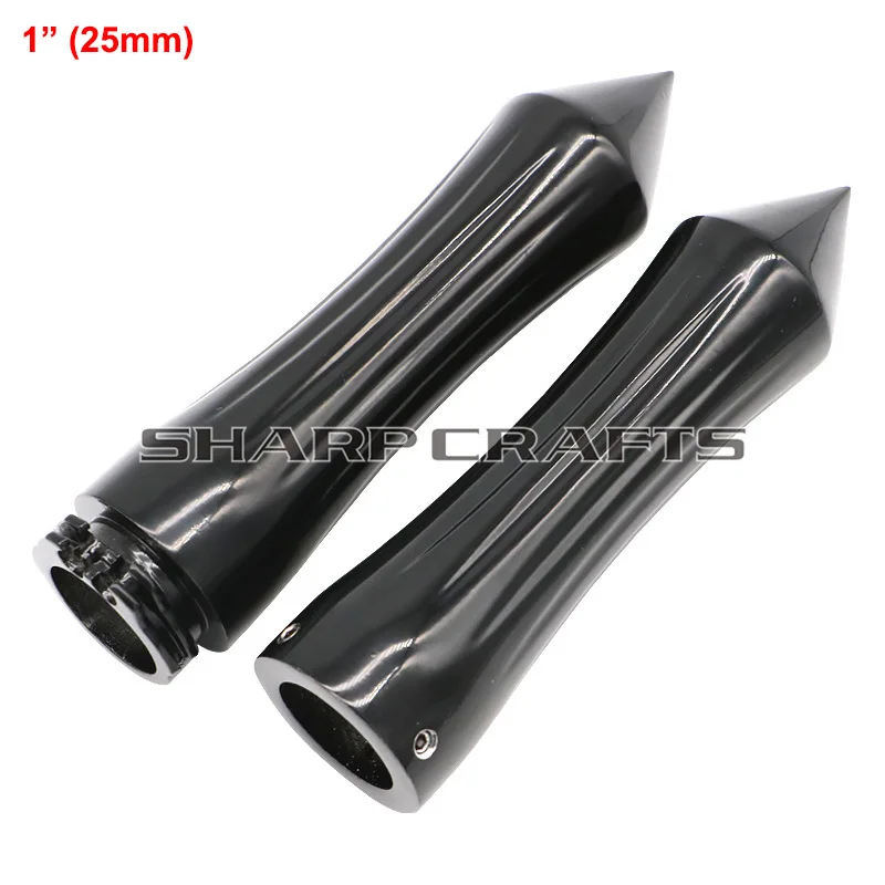 A Black 25mm Мотоцикл " или 7/8" шип рукоятки «Огонь» ручные рукоятки для Harley Honda Kawasaki Suzuki Yamaha Cruiser Chopper на заказ - Цвет: A Black 25mm