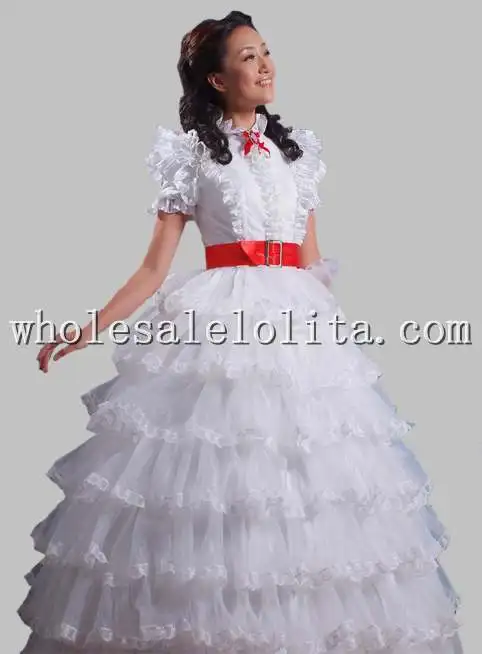 

Beautiful Pure White/Sky Blue Organza Princess Layered Dress