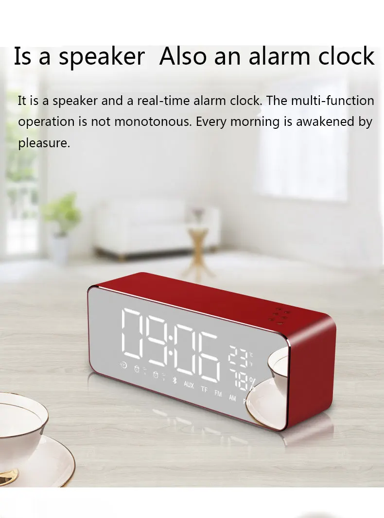 YAyusi bluetooth-динамик для душа мини портативный компьютер колонки с будильником дисплей fm радио металлический корпус спальня динамик
