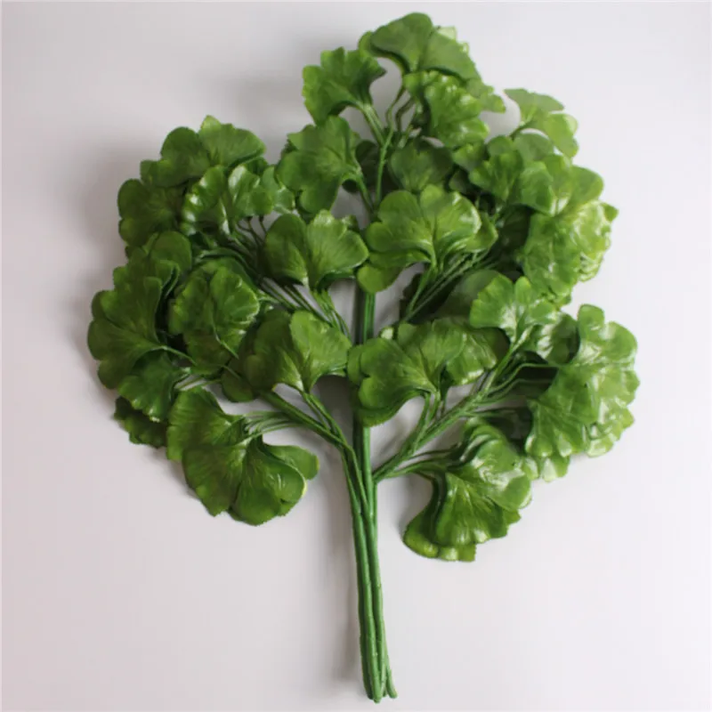 12 шт. 60 см лист гинкго билоба пять веток Maidenhair деревья листья искусственного дерева шелковые ветки Стволовые Свадебные украшения сада