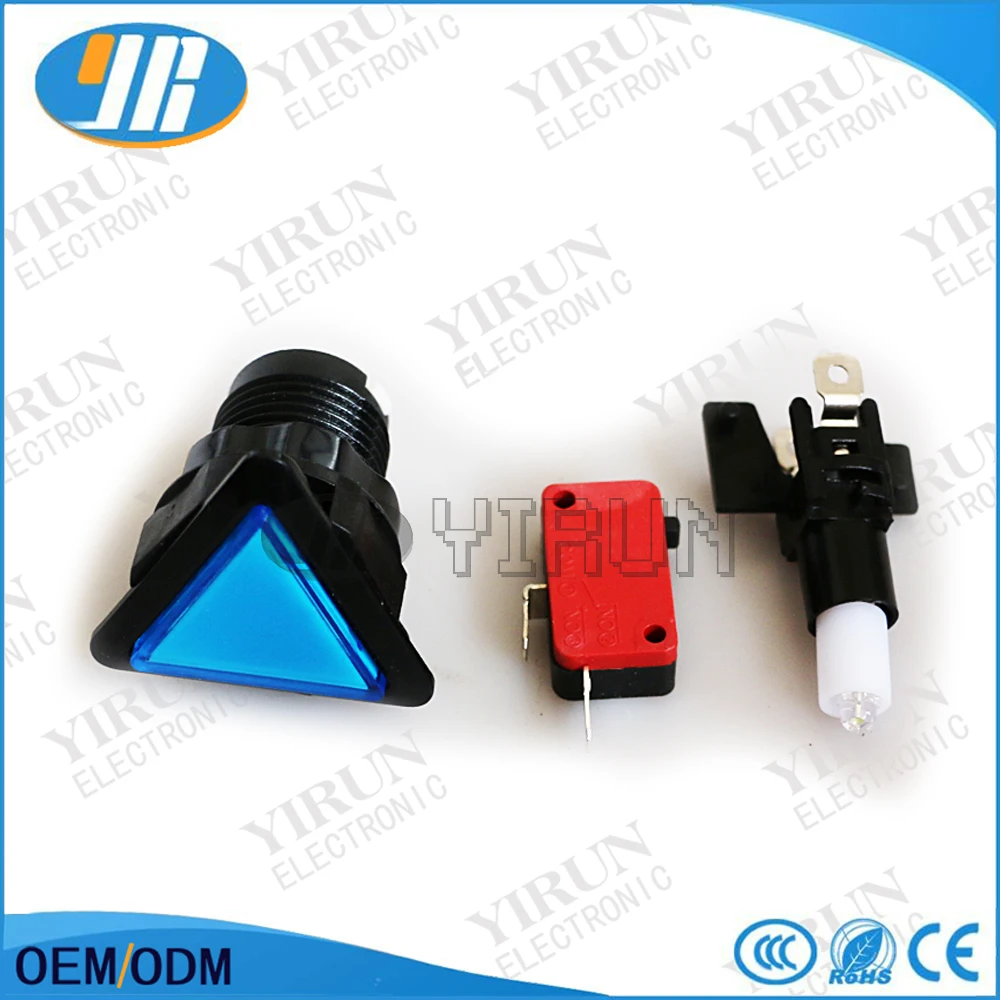 10 шт./лот треугольные светодиодные кнопки с подсветкой + микропереключатель для