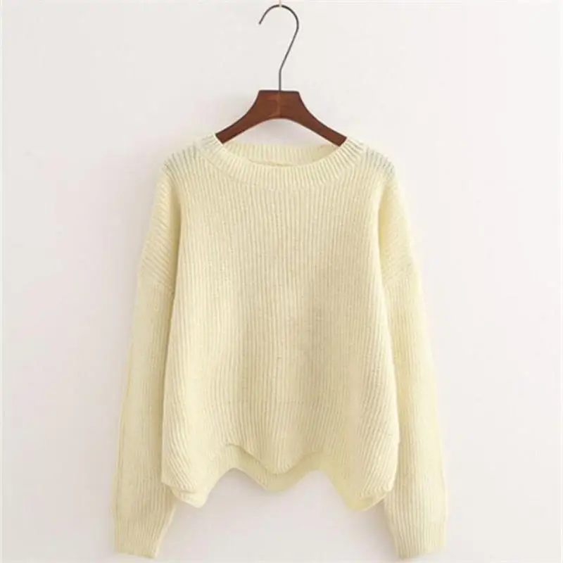 Fashion Spring Autumn Korean Thin Knit Sweater 2018 Solid Color Harajuku Long Sleeve Pullover High Quality Clothing Female Tops | Женская