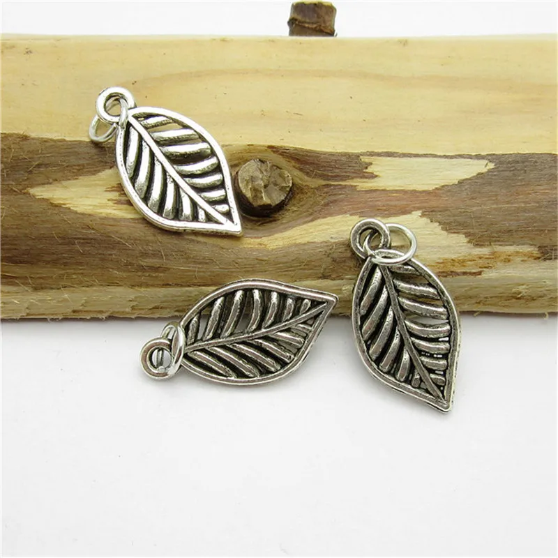 

90PCS (20*10mm )Antique Silver leaf Charms alloy pendant fit European Bracelets DIY Jewelry Making