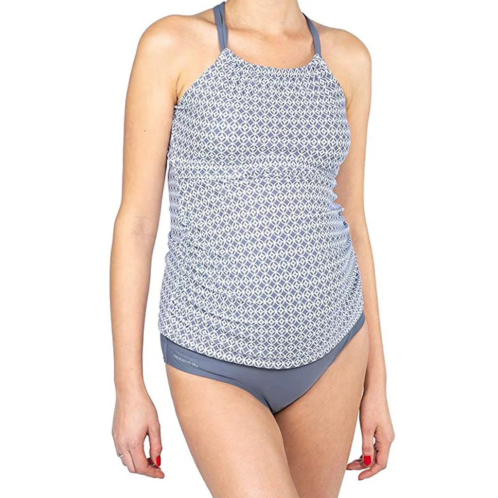 Summer Maternity Tankinis Women Swim Suit Floral Print Halter Bikinis Swimsuit Bathing Beachwear for Pregnant | Спорт и развлечения