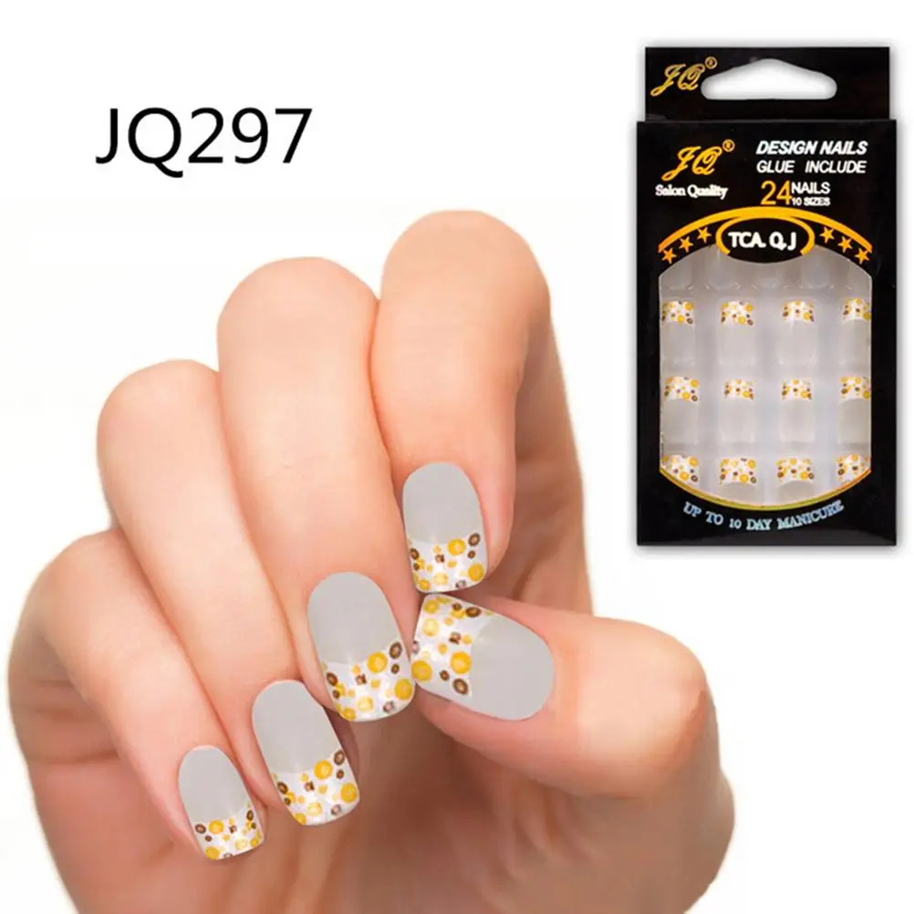 24Pcs/1Set Healthy-looking Fake False Nails Natural French Acrylic Nail Art Design Tips | Красота и здоровье
