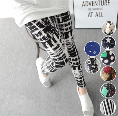 Flower Printed Leggings Sexy Women Lady Slim High Elastic Cotton Pants Multiple