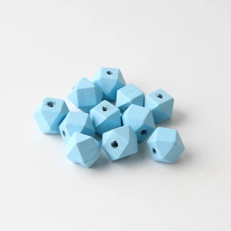 Baby Blue 50 шт, 12 мм, цветные деревянные бусины, необработанные геометрические граненые деревянные бусины для самостоятельного изготовления ювелирных изделий, аксессуары для ожерелья - Цвет: Baby Blue