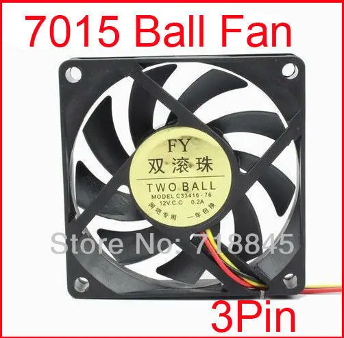 

Ball Bearing Style 12V 7CM 70MM 7015 3Pin Cooling Cooler Fan