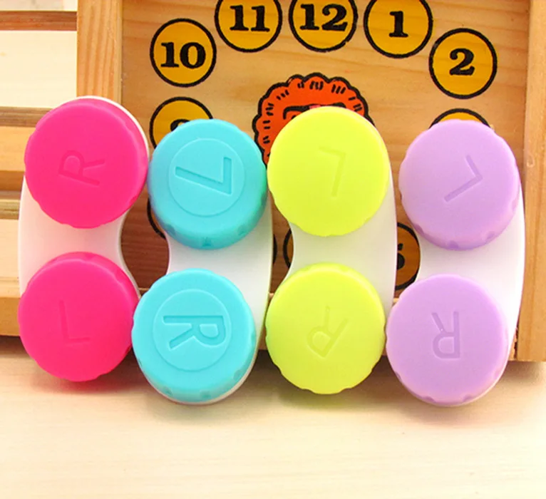 50PCS/LOT Cute Eye Contact Lens Case Simple Contact Lens Holder Travel Box Lenses Container Multi Color