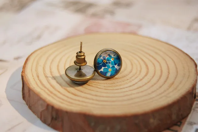 12 парт/лот Винтажные серьги-гвоздики с цветами стильные серьги цветочным принтом