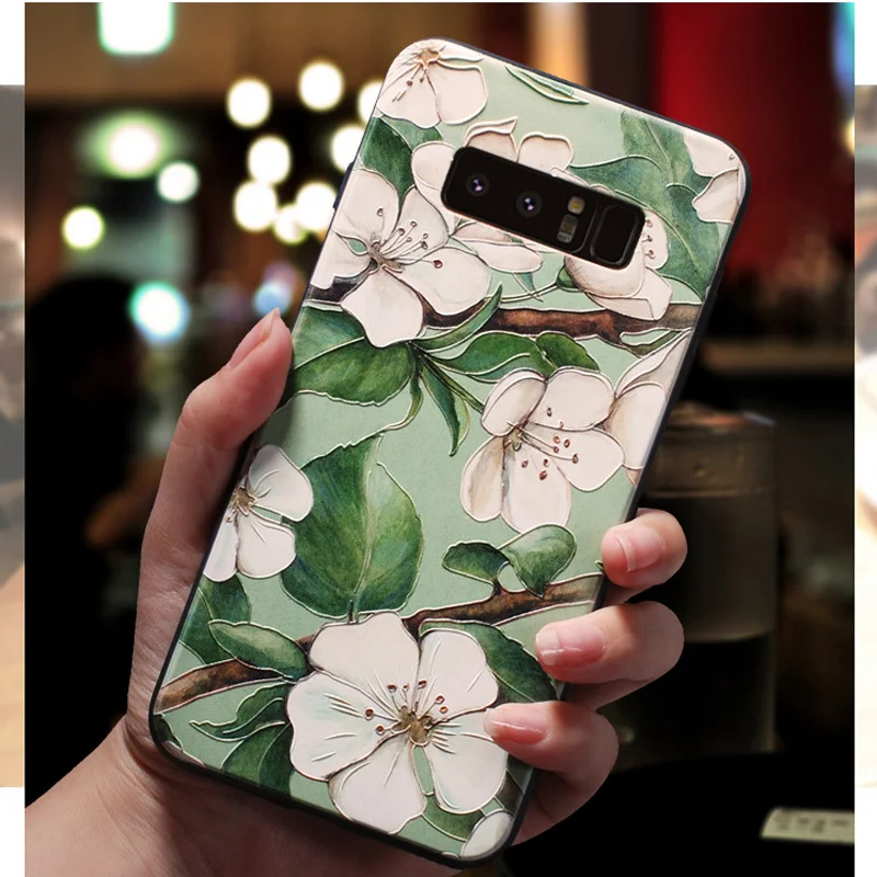 Чехол для Samsung A10 2019 черный силиконовый 3D-чехол с тиснеными цветами Galaxy A50 A70 A30 A20 A40