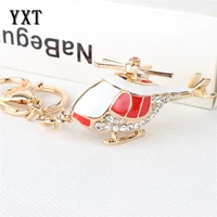 mini red plane helicopter charm pendant lovely crystal purse bag car keyring key chain jewelry friend creative gift
