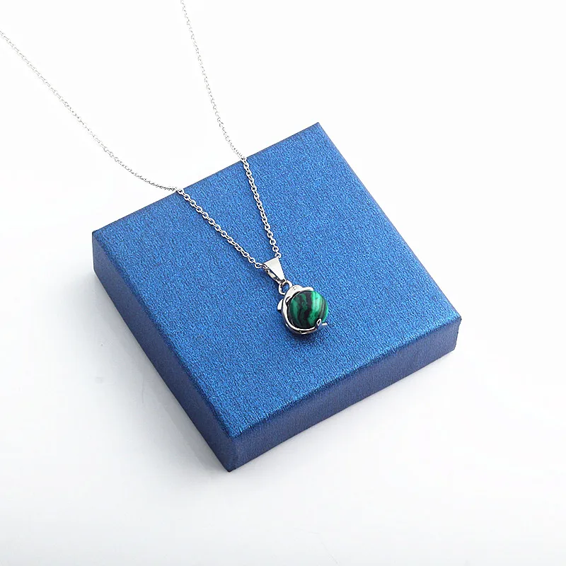 Again Jewel 2019 New Natural Stone Dolphin Women Pendant with Stainless Steel Chain Free shipping Necklace Gi ft | Украшения и