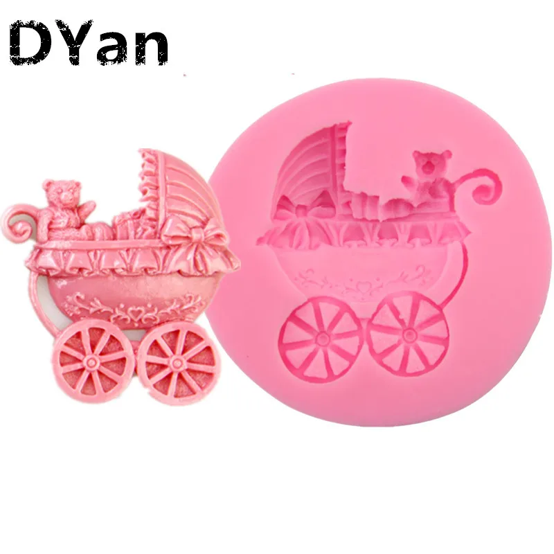 Сахарные детскую коляску Силиконовая Форма Fondant Mold торт декоративные