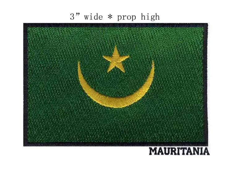 3 дюйма широкая нашивка с вышивкой в виде флага Мавритании для сумки/зеленая
