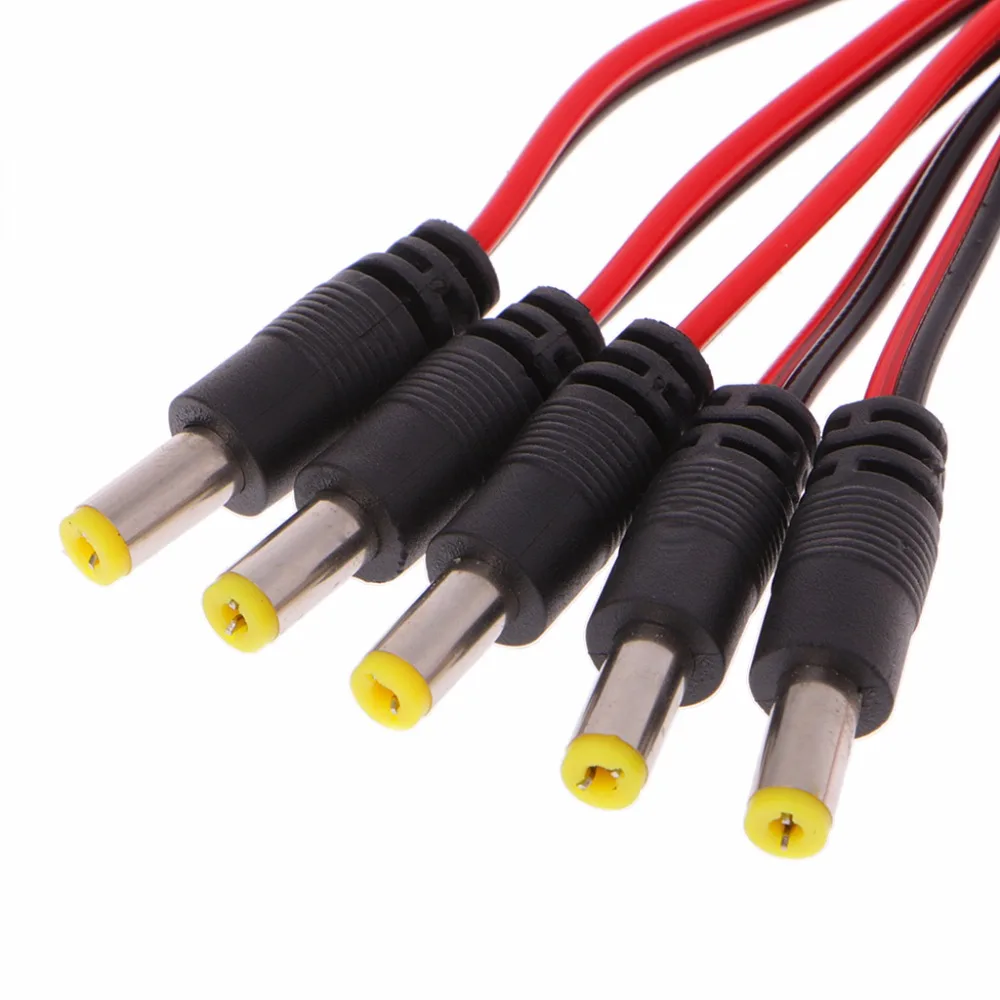5 шт. 5x2 1 мм Штекерный разъем питания постоянного тока CCTV PSU Pigtail Cable Jack 12 В|male power