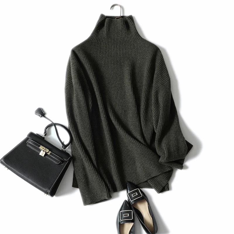 Autumn Winter Women Sweater Turtle Neck Thick Warm 100% Cashmere Knitted Pullover Female Knitwear Long Sleeve Pull Femme | Женская