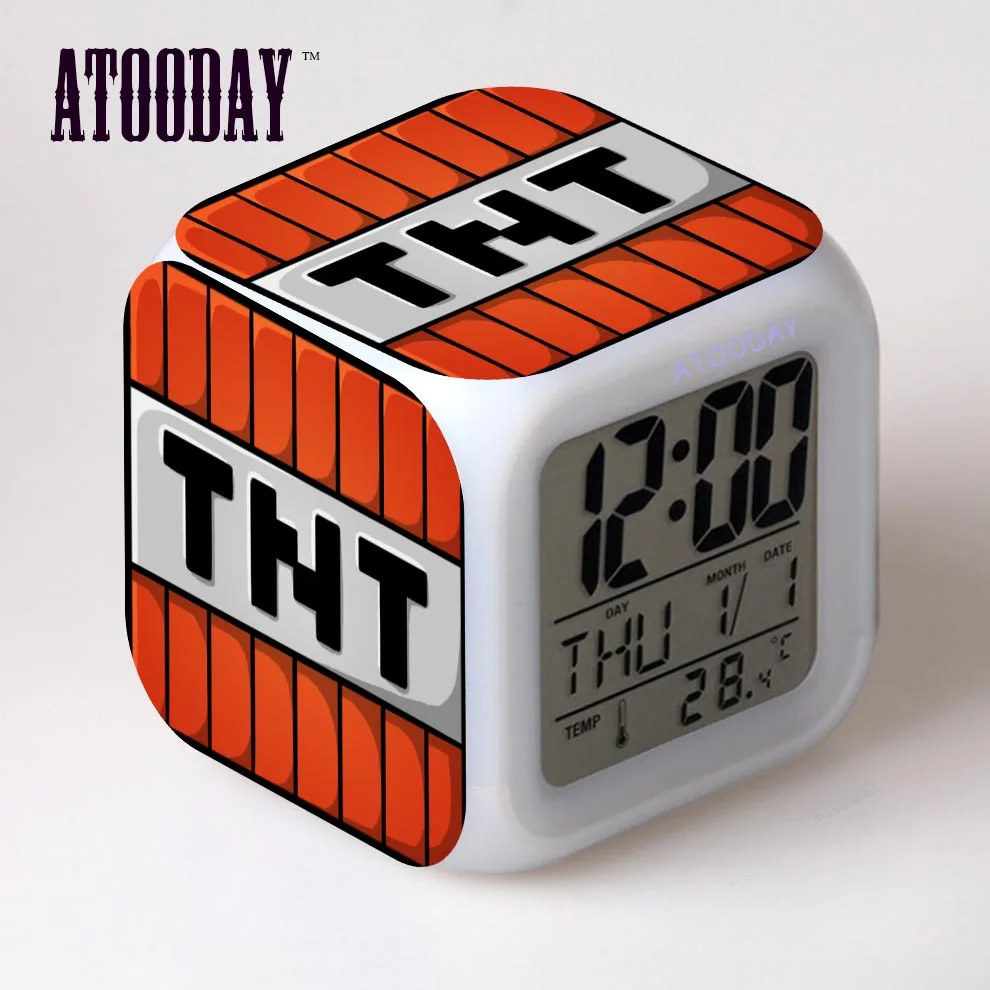 alarm clock TNT Будильник Светодиодный светильник 7 цветов Изменение Orologio Digitale Reloj Relogio De Mesa проекционные часы квадратные цифровые часы винтажные - Цвет: alarm clock